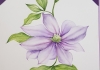 A watercolour painting of a purple flower with leaves A watercolour painting of a purple flower with leaves
