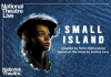 A head shot of a young girl looking into the distance with the words "Small Island" on the background, which is the sea. A head shot of a young girl looking into the distance with the words "Small Island" on the background, which is the sea.