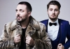 Comedy duo - Abandoman - one wearing a fur coat and one in a blue dinner jacket Comedy duo - Abandoman - one wearing a fur coat and one in a blue dinner jacket