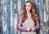 Comedian Katherine Ryan on a colourful background Comedian Katherine Ryan on a colourful background