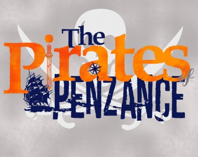 The Pirates of Penzance logo in orange and blue The Pirates of Penzance logo in orange and blue