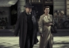Actors Brendan Gleeson and Emma Thompson walking in the street in 40s clothes Actors Brendan Gleeson and Emma Thompson walking in the street in 40s clothes