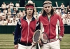 McEnroe (LaBeouf) and Bjorn Borg (Gudnason) stand on a tennis court, ready to play. McEnroe (LaBeouf) and Bjorn Borg (Gudnason) stand on a tennis court, ready to play.