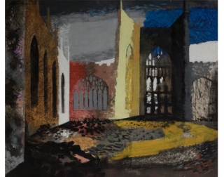 John Piper (1903-1992) Interior of Coventry Cathedral, the morning after the Blitz, 1940 Oil on canvas laid on board Herbert Art Gallery & Museum, Coventry, UK / Bridgeman Images John Piper (1903-1992) Interior of Coventry Cathedral, the morning after the Blitz, 1940 Oil on canvas laid on board Herbert Art Gallery & Museum, Coventry, UK / Bridgeman Images