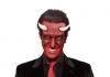 Comedian Marcus Brigstocke dressed up as the devil with red skin and horns on his forehead Comedian Marcus Brigstocke dressed up as the devil with red skin and horns on his forehead
