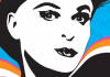 A posterized close-up shot of Julian Clary in black and white A posterized close-up shot of Julian Clary in black and white