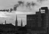 A black and white landscape still of Coventry from 'A City Reborn'. A black and white landscape still of Coventry from 'A City Reborn'.